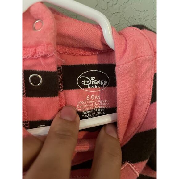 Winnie the Pooh 6-9 month girls shirt Striped Pink Brown Pool Piglet Tunic - Picture 3 of 4